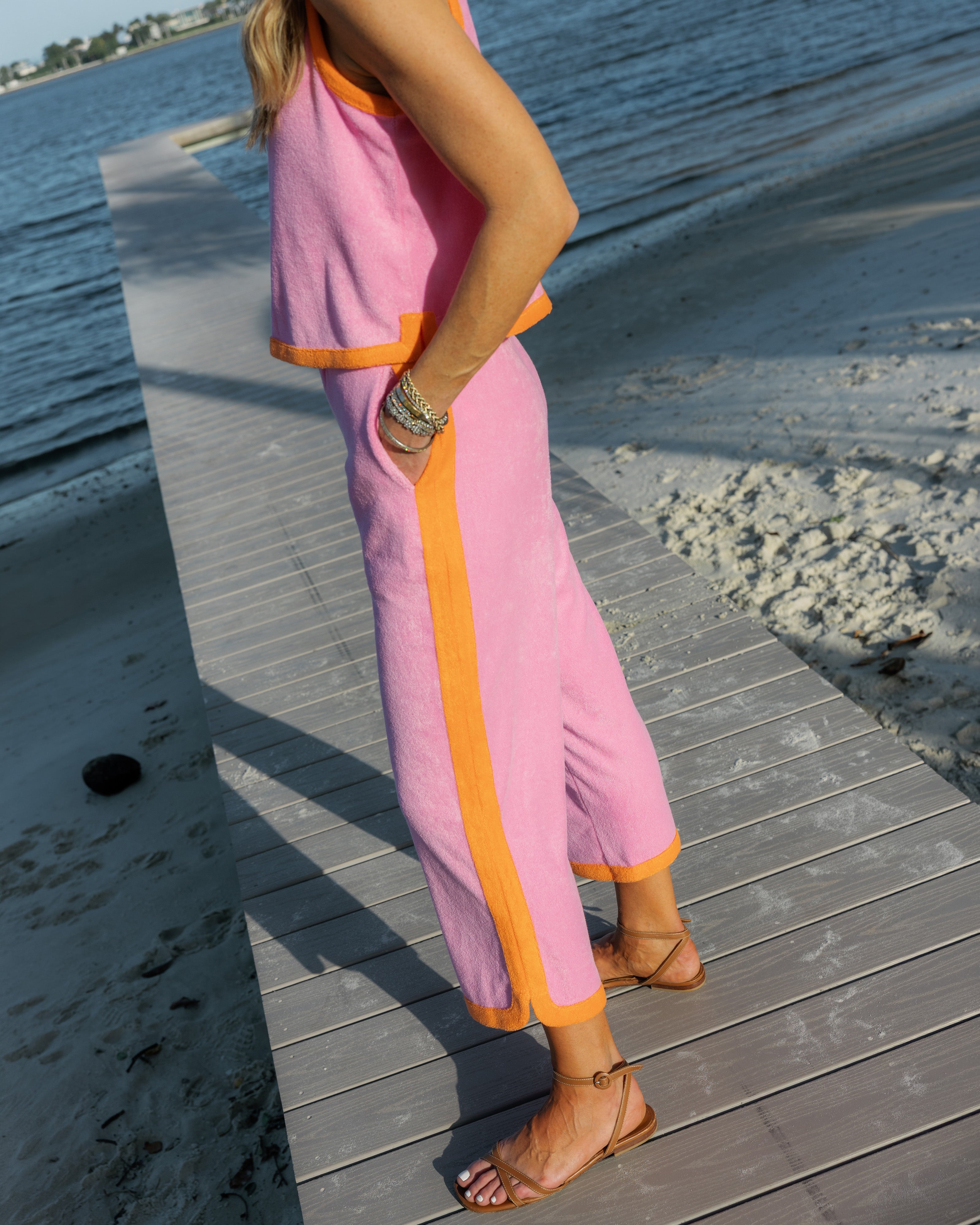カミエルフォートヘンス ピンク×グリーンGRANDMA PANTS Towel Terry Lennon Pants – Addison Bay®