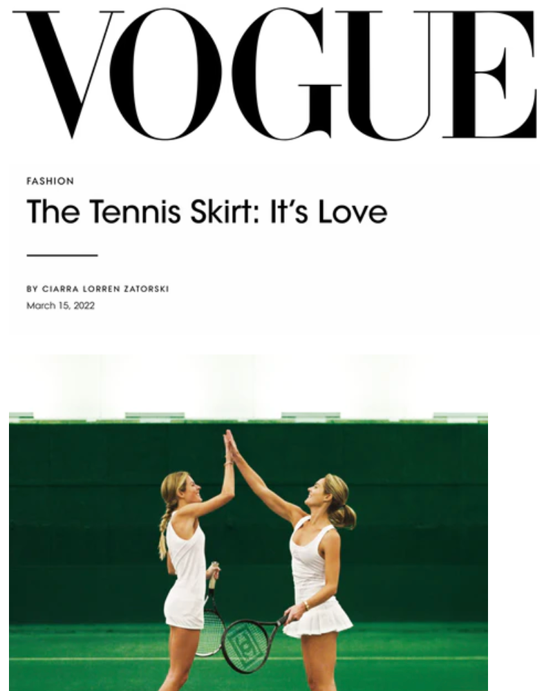 Addison Bay featured in Vogue's story titled, "The Tennis Skirt: It's Love".