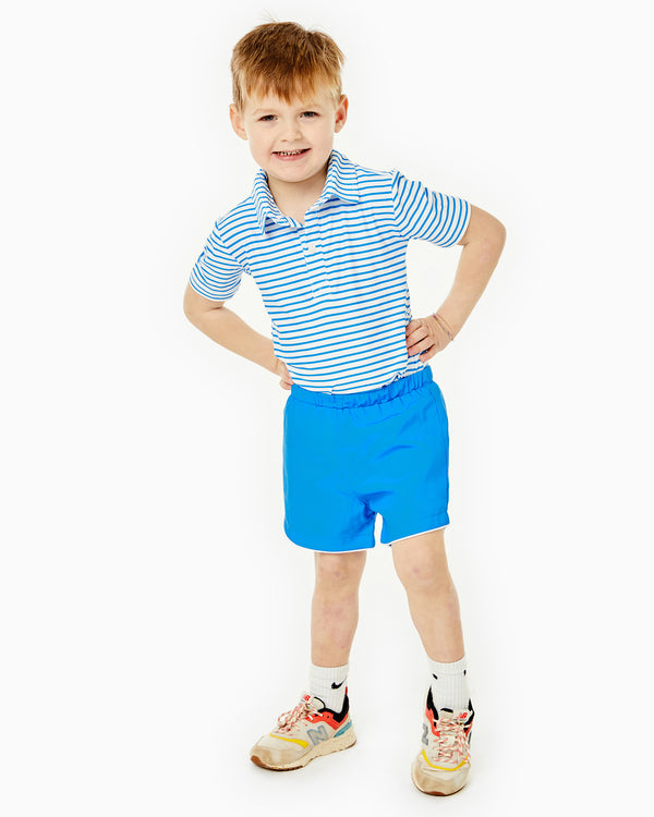 'On model product image of Behr Set X Cecil & Lou in Cerulean Blue Stripe'