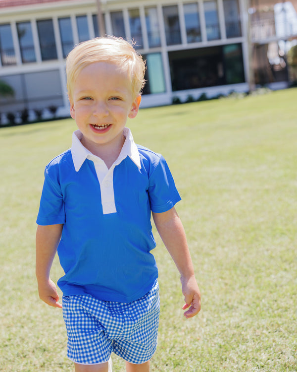 'On model product image of Behr Set X Cecil & Lou in Cerulean Gingham'