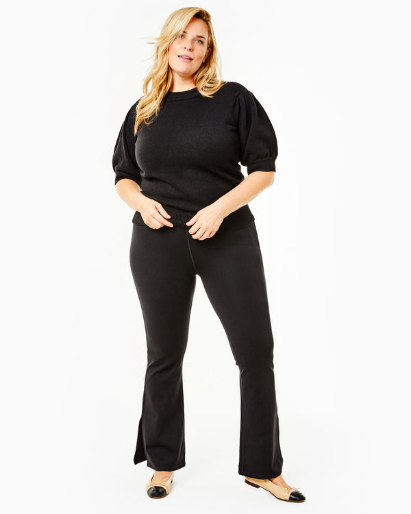 'On model product image of Ponte Colleen Pant in Black'