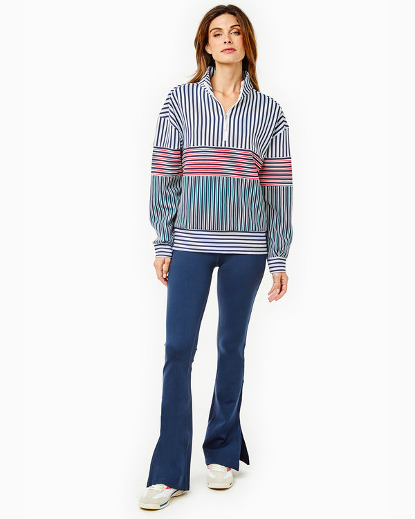 'On model product image of Ponte Colleen Pant in Navy'