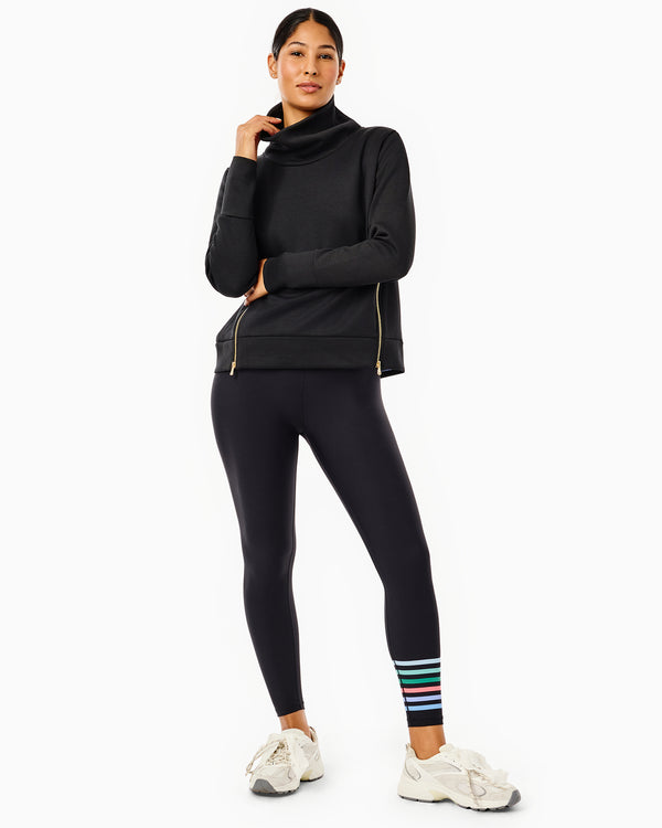 'On model product image of Sculpt Compression High-Rise Everyday Legging in Black/Greenbrier/Matisse'