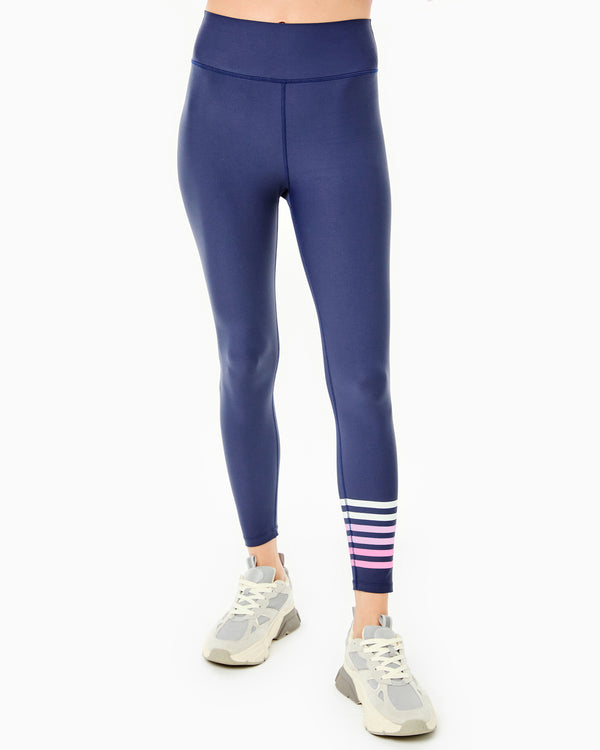 'On model product image of Sculpt Compression High-Rise Everyday Legging in Navy/Petal/Bubblegum'
