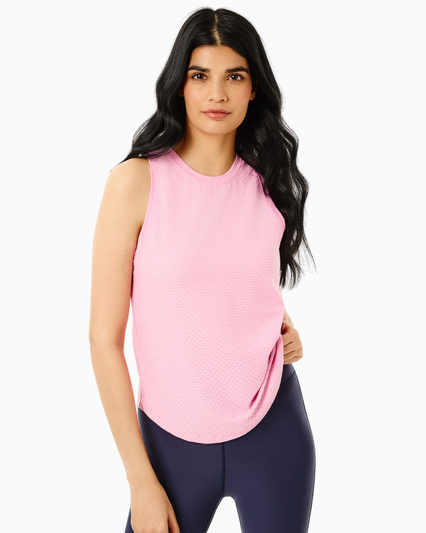 'On model product image of Active Mesh Everyday Tank in Bubblegum'