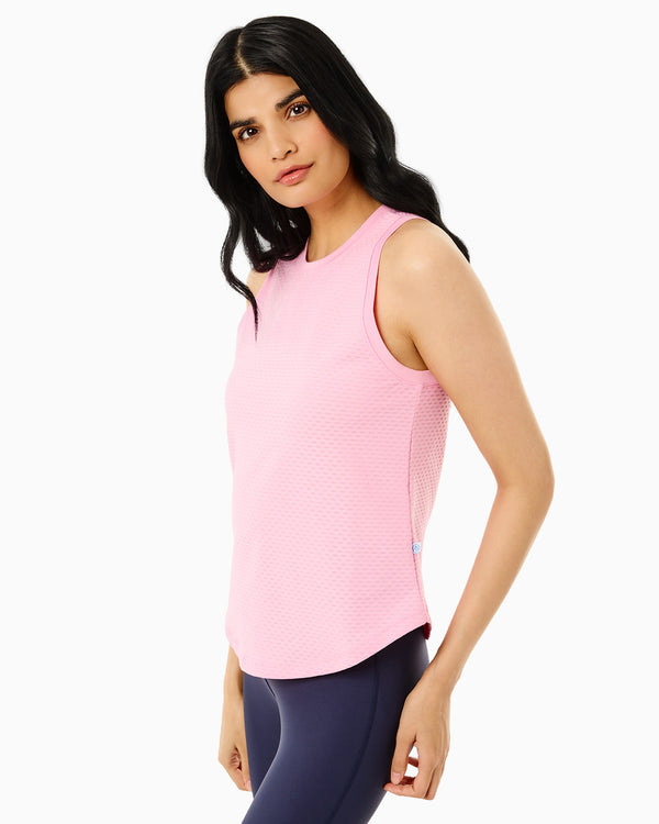 'On model product image of Active Mesh Everyday Tank in Bubblegum'