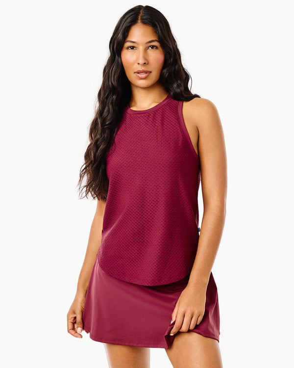 'On model product image of Active Mesh Everyday Tank in Lacquer'