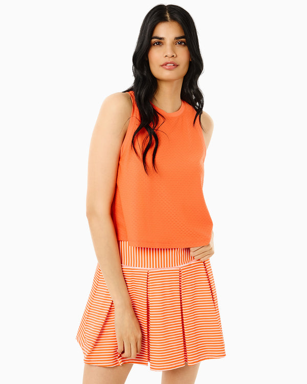 'On model product image of Active Mesh Everyother Day Tank in Papaya'