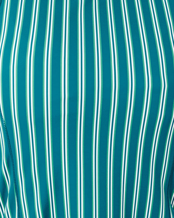 'On model product image of Smooth Sport 14in Flounce Skort in Midnight Green/Kelly Green Triple Stripe'