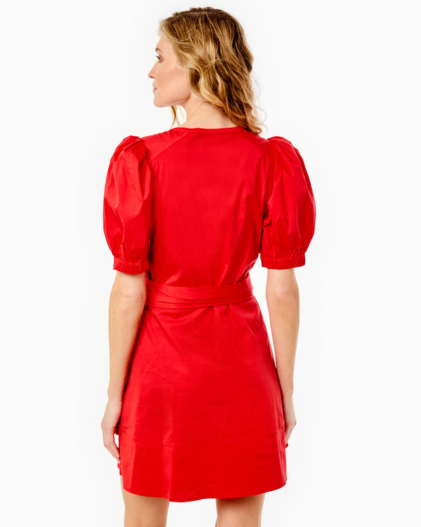 Model is wearing the Galley Dress in Poppy.