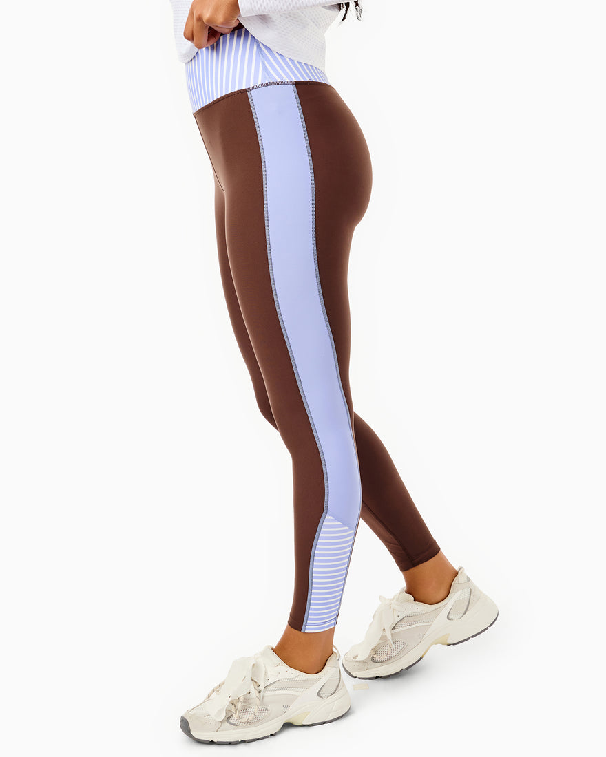Model is wearing the Hudson Legging in Navy/Matisse with the Everyother Day Pullover in Matisse