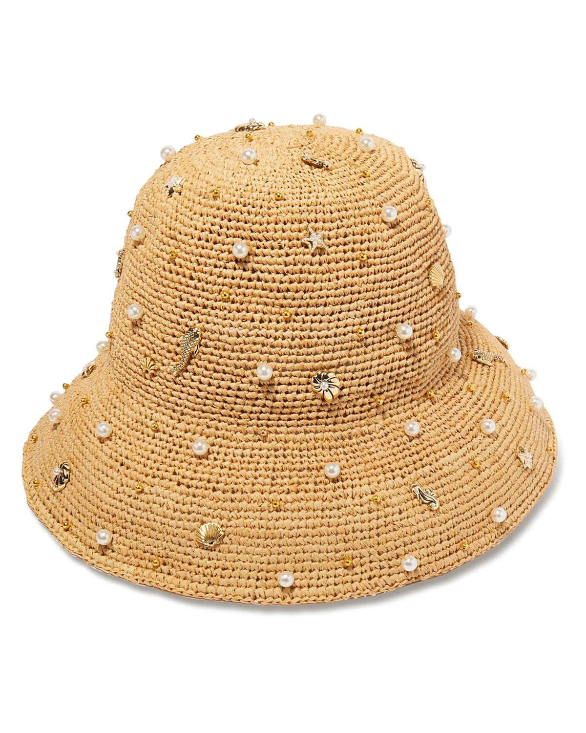 Natural Sea Life Embellished Raffia Hat