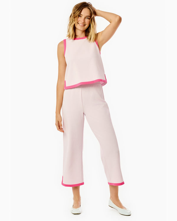 'On model product image of Active Jacquard Lennon Pants in Ballet Slipper/Rose'