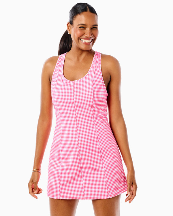 pink gingham shirt dress Mollie Linen Midi Dress - Pink Punch Gingham