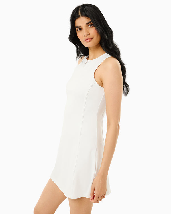 'On model product image of Smooth Sport Paddle Active Dress in Super White'