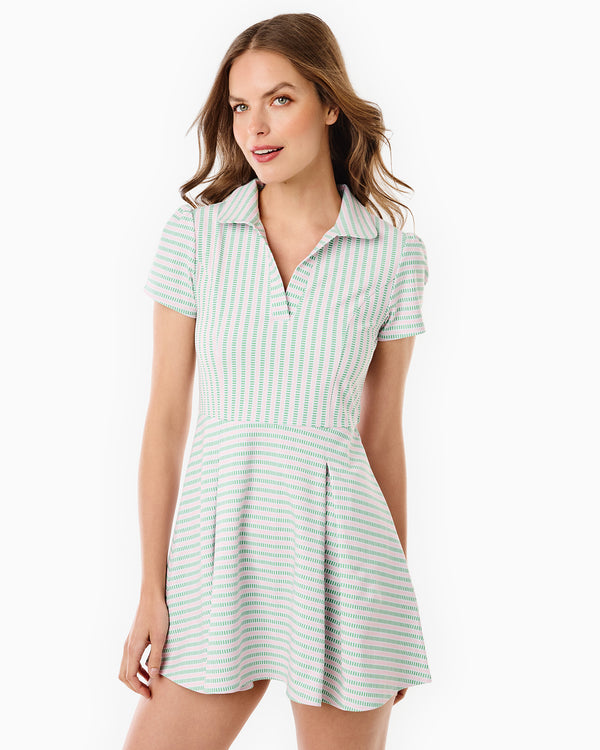 'On model product image of Smooth Sport Peter Pan Cricket Active Dress in Ballet Slipper Hatch'