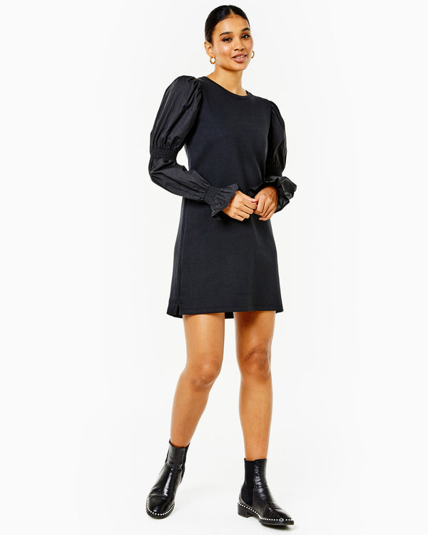 'On model product image of Soft Luxe Prep Dress in Black-Final Sale'