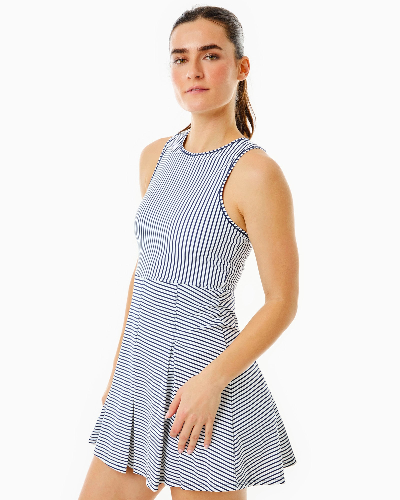 Red Zone Ready Cross Back Ruffle Athleisure Dress