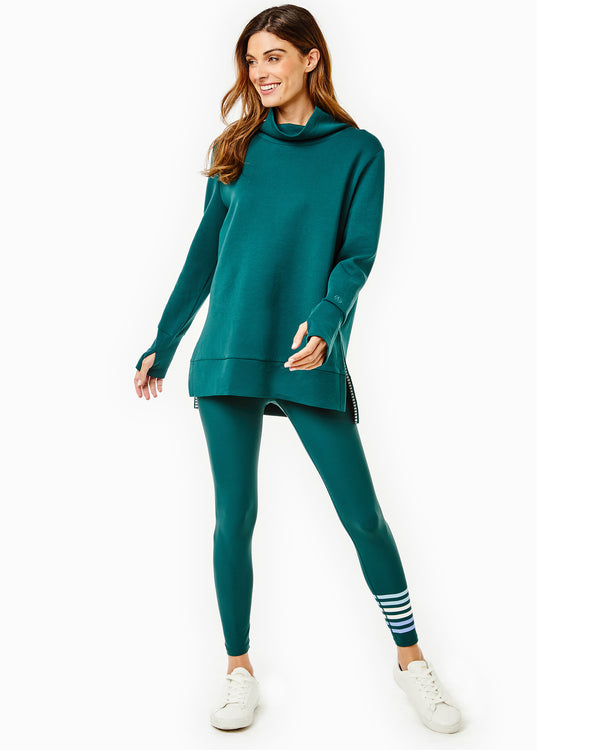'On model product image of Polished Double Knit Rittenhouse Pullover in Ivy'