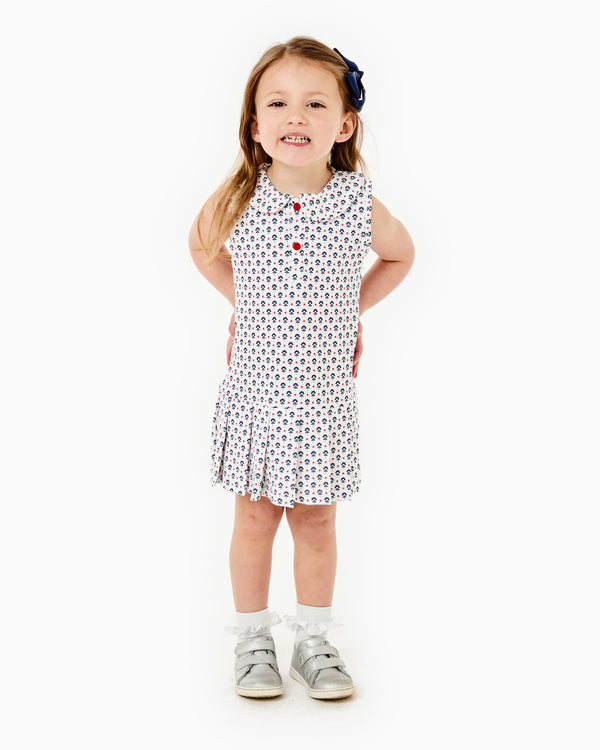 'On model product image of Sloane Dress X Cecil & Lou in Seaside Floral'