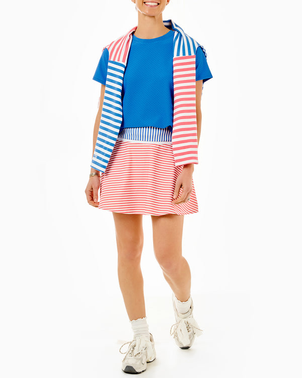 'On model product image of Active Mesh Walnut Short Sleeve in Cerulean'