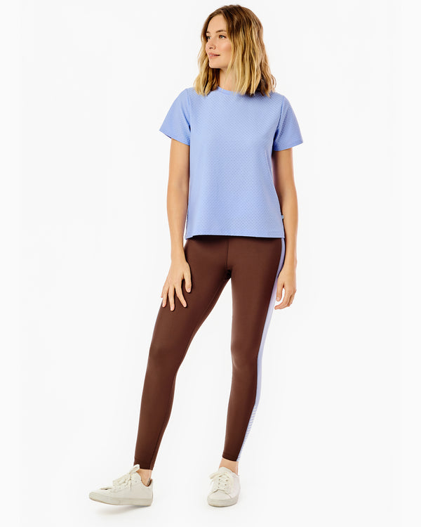 'On model product image of Active Mesh Walnut Short Sleeve in Violet'