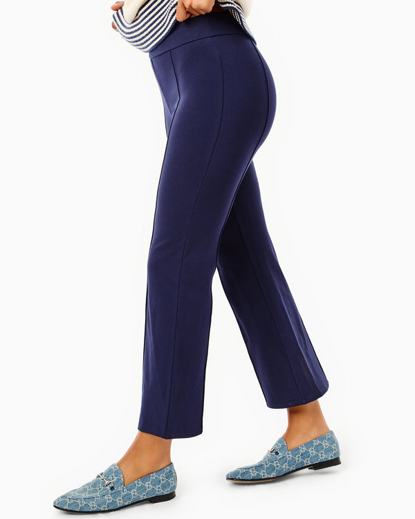 'On model product image of Ponte Waverly Pants in Navy'