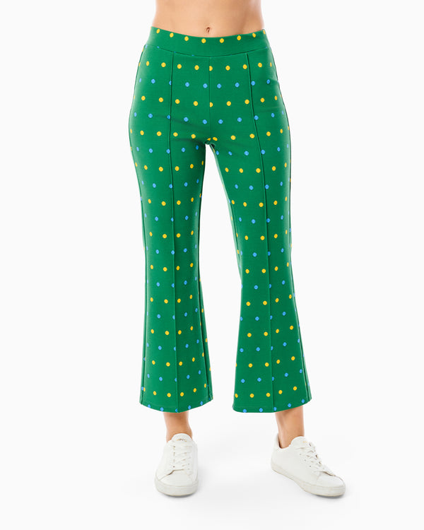 'On model product image of Ponte Waverly Pants in Evergreen Serve'