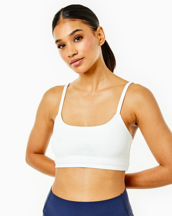 'On model product image of AB Soft Bra in White'