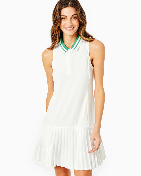 'On model product image of Active Pique Augusta Dress in White'