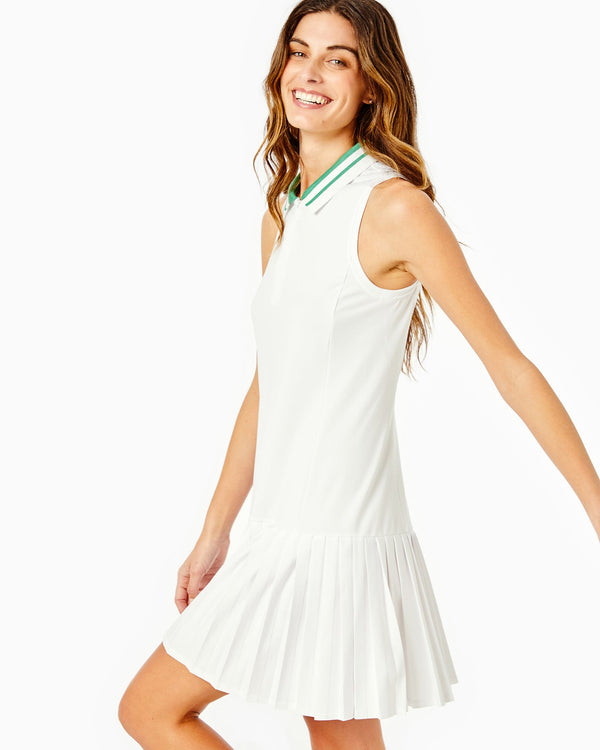'On model product image of Active Pique Augusta Dress in White'
