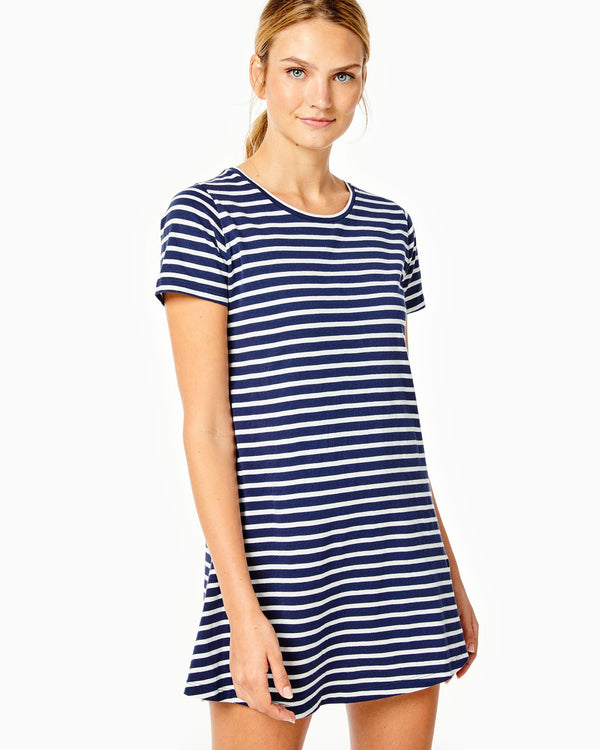Addison Bay Womens Size Medium White & Blue Striped Everyday Maxi
