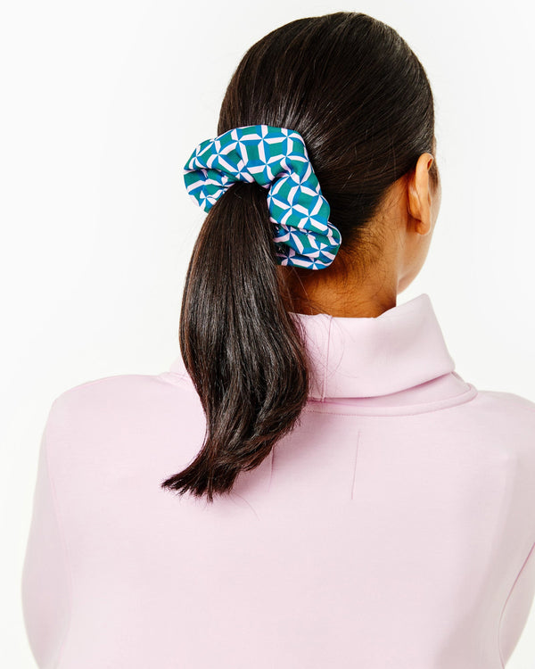 'On model product image of Scrunchie in Geo Trellis-Final Sale'