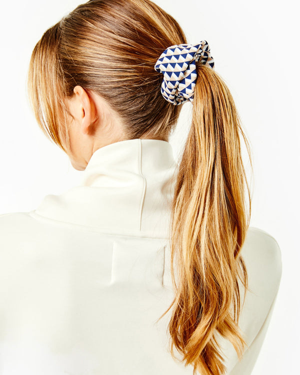 'On model product image of Scrunchie in Tri Geo-Final Sale'
