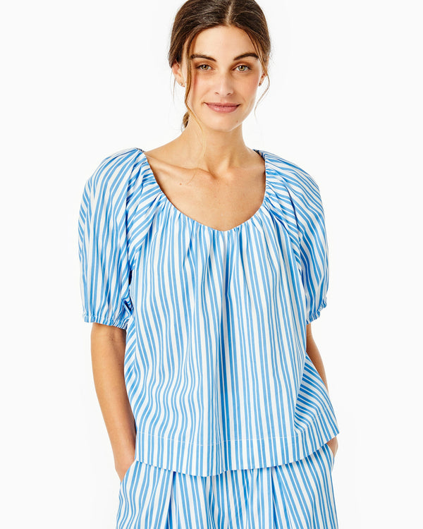 'On model product image of Sound Top in White/ Matisse Double Stripe-Final Sale'